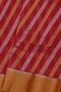 Chanderi Silk Red Saree With Self Kaddi Border