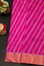 Chanderi Silk Rani Pink Saree With Buttis In Cross Lines Body
