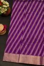 Chanderi Silk Purple Saree With Buttis In Cross Lines Body