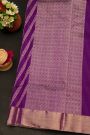 Chanderi Silk Purple Saree With Buttis In Cross Lines Body