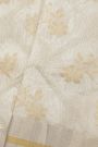 Chanderi Silk Off White Saree With Floral And Leaf Body