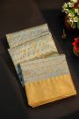 Chanderi Silk Dual Colour Saree With All Over Zari Checks And Floral Butti Body