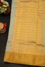 Chanderi Silk Dual Colour Saree With All Over Zari Checks And Floral Butti Body