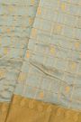 Chanderi Silk Dual Colour Saree With All Over Zari Checks And Floral Butti Body