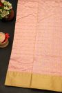 Chanderi Silk Baby Pink Saree With All Over Zari Checks And Floral Butti Body