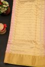 Chanderi Silk Baby Pink Saree With All Over Zari Checks And Floral Butti Body