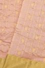 Chanderi Silk Baby Pink Saree With All Over Zari Checks And Floral Butti Body