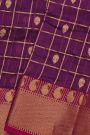 Chanderi Silk Purple Saree With Cross Lines Paisleys Border