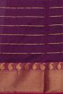 Chanderi Silk Purple Saree With Cross Lines Paisleys Border