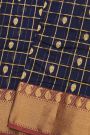 Chanderi Silk Royal Blue Saree With Paisley And Zig-Zag Lines Border