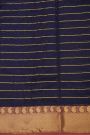 Chanderi Silk Royal Blue Saree With Paisley And Zig-Zag Lines Border