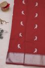 Chanderi Silk Maroon Saree With Bird Buttis Body