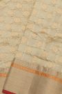 Chanderi Silk Cream Saree With Kaddi Border