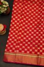 Chanderi Silk Red Saree With Zari Checks And Floral Butti Body