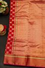 Chanderi Silk Red Saree With Zari Checks And Floral Butti Body