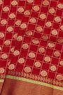 Chanderi Silk Red Saree With Zari Checks And Floral Butti Body