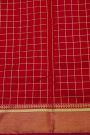 Chanderi Silk Red Saree With Zari Checks And Floral Butti Body