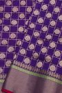 Chanderi Silk Navy Blue Saree With Cross Lines Border