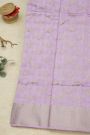 Chanderi Silk Lavender Saree With Florals In Cross Checks Border