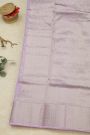 Chanderi Silk Lavender Saree With Florals In Cross Checks Border