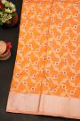 Chanderi Silk Orange Saree With Floral And Leaf Jaal Body