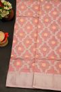 Chanderi Silk Baby Pink Saree With Cross-Line In Zari Border