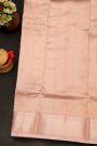 Chanderi Silk Baby Pink Saree With Cross-Line In Zari Border