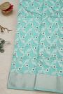 Chanderi Silk Light Blue Saree With Meenakari Buttis