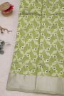 Chanderi Silk Green Saree With Diamonds Border