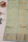 Chanderi Silk Mint Green Saree With Zig-Zag Lines And Florals Border