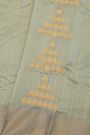 Chanderi Silk Mint Green Saree With Zig-Zag Lines And Florals Border