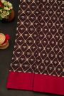 Chanderi Silk Brown Saree With Floral Butti Jaal Body