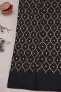 Chanderi Silk Black Saree With Florals In Cross Checks Body