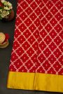 Chanderi Silk Red Saree With Floral Jaal Body