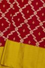Chanderi Silk Red Saree With Floral Jaal Body