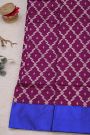 Chanderi Silk Magenta Saree With Florals In Cross Checks Body