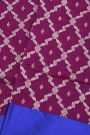 Chanderi Silk Magenta Saree With Florals In Cross Checks Body