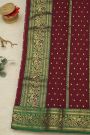 Chanderi Silk Maroon Saree With Florals And Leaves Jaal Border