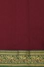 Chanderi Silk Maroon Saree With Florals And Leaves Jaal Border