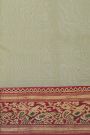 Chanderi Silk Pista Green Saree With Florals And Leaves Jaal Border