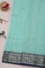 Chanderi Silk Ice Blue Saree With Florals And Leaves Jaal Border