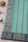 Chanderi Silk Ice Blue Saree With Florals And Leaves Jaal Border