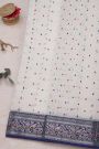 Chanderi Silk White Saree With Florals And Leaves Jaal Border