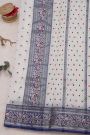 Chanderi Silk White Saree With Florals And Leaves Jaal Border