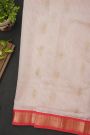 Kuppadam Sico Off White Saree With Cross Lines Paisley Border