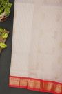 Kuppadam Sico Off White Saree With Cross Lines In Zari Paisley Border