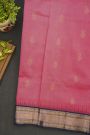 Chanderi Silk Rani Pink Saree With Peacocks Motifs Border