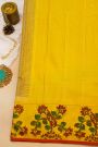Kancheepuram Silk Off White Saree With Tanjore Hand-Painted Florals Border
