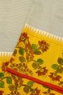 Kancheepuram Silk Off White Saree With Tanjore Hand-Painted Florals Border