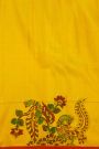 Kancheepuram Silk Off White Saree With Tanjore Hand-Painted Florals Border